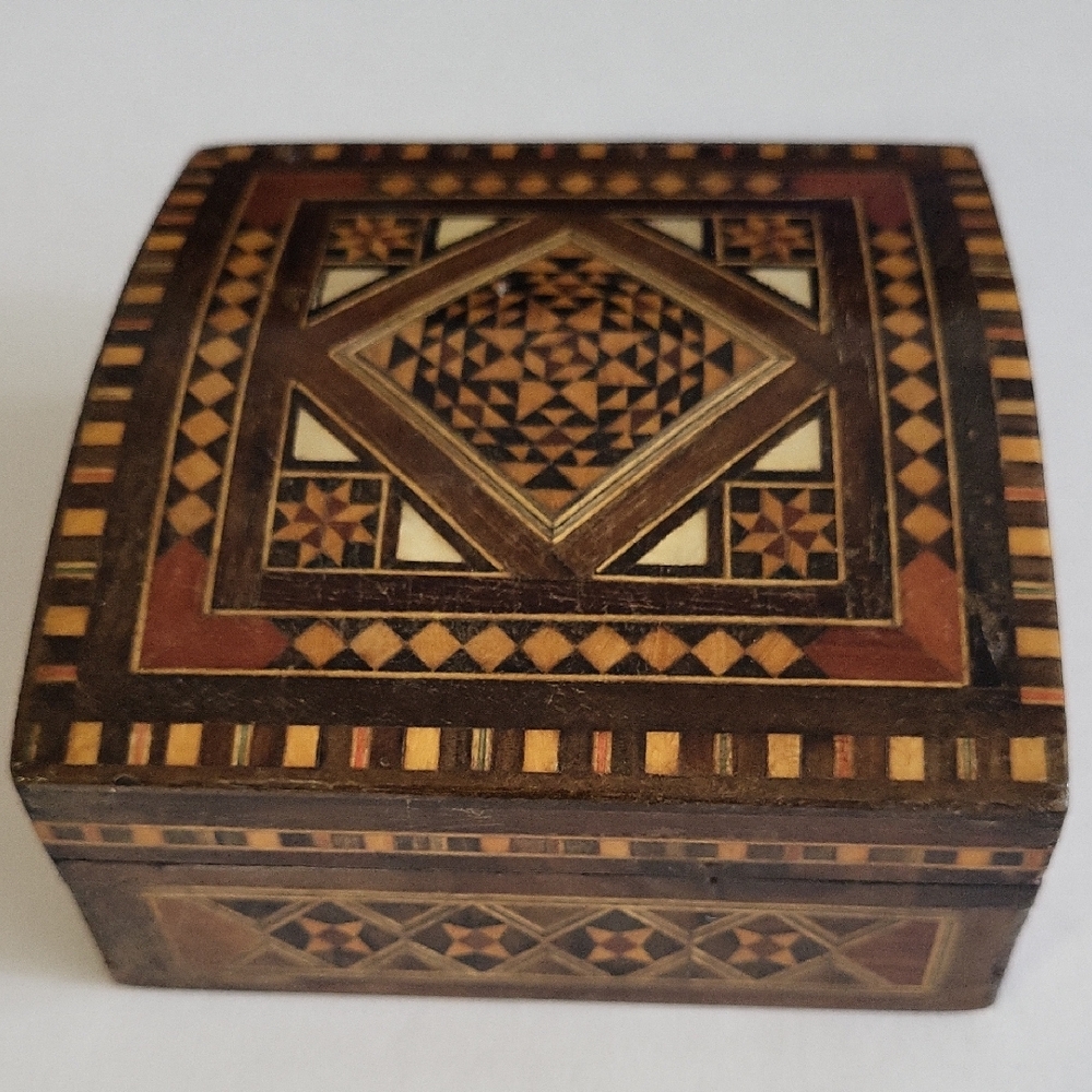 Intricate Wooden Box with Geometric Design. Moorish Design. Gently Used
